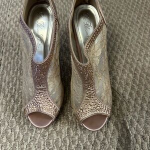 De Blossom Collection Blush Lace Peep Toe Heels